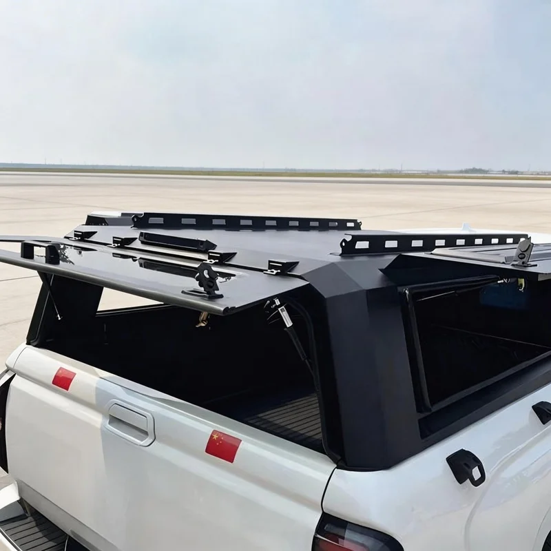 Hot Selling Waterproof Hard Truck Bed Cap Heavy Steel Frame, 3 Ways Open High Profile Pickup Cover Universal Offroad Par