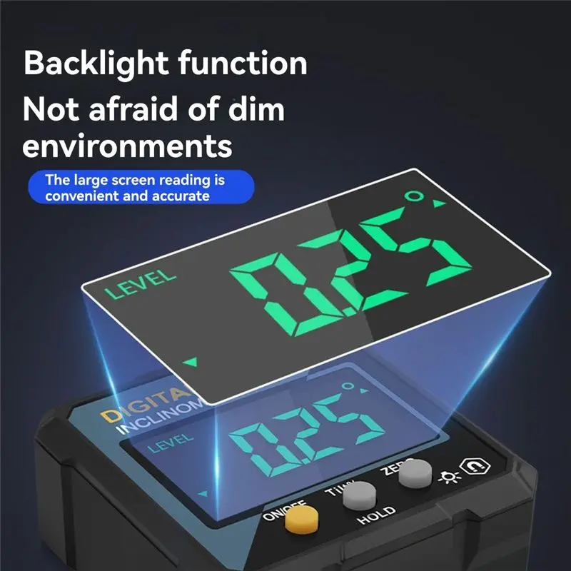 Protractor Level Ruler 360° Reversible Electronic Digital Level Inclinometer Angle Gauge For Precision Measurement Tool-ABIU