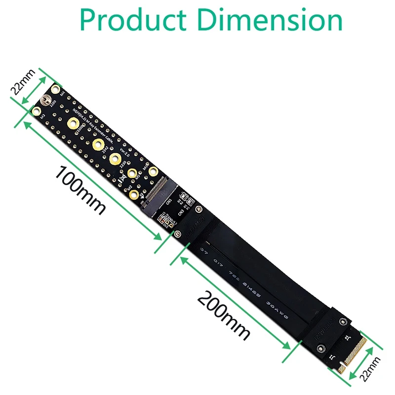 Cable de extensión M.2 NGFF NVMe M Key SSD, tarjeta extensora elevadora 2280, compatible con cable de extensión PCI-E 3,0 4X