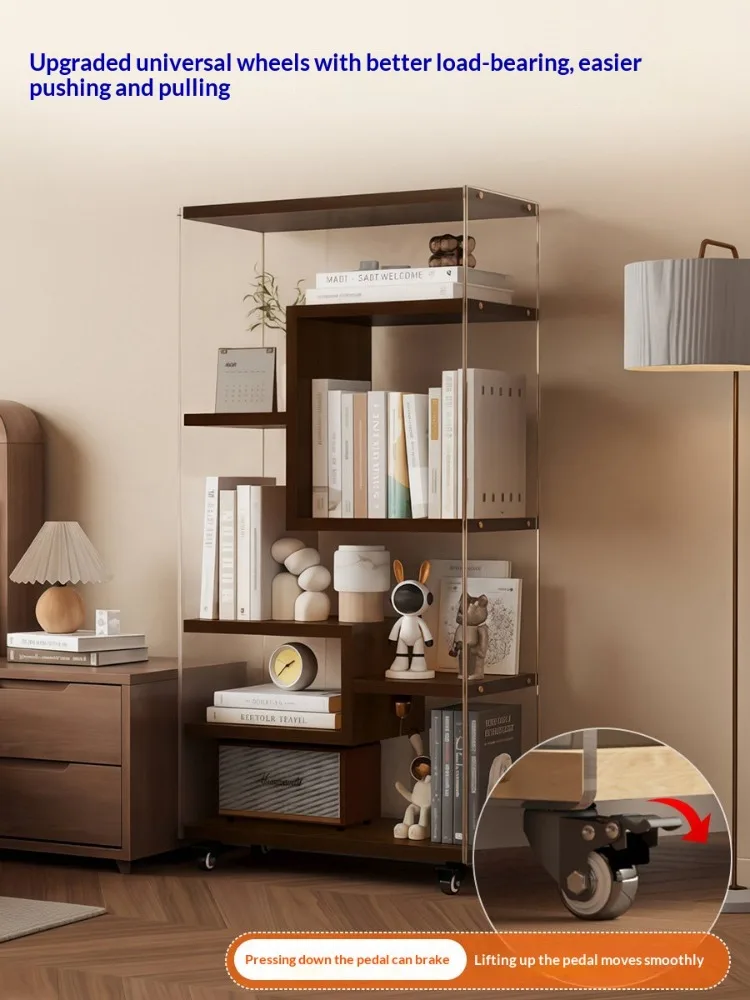 Furniture Bookshelves Book Rack Room Rotating Floor Stand Shelf Acrylique Integrated Corner Solid Wood Display Cabinet Library