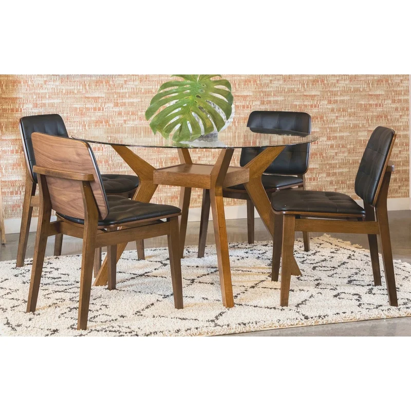 

Flynn Brown 5-Piece Round Glass Top Dining Set