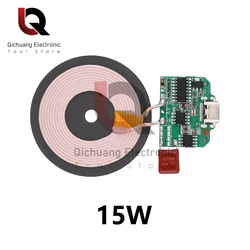 1Pcs 5-15W Universal Fast Wireless Charger PCBA Circuit Board Dual 2 Coil Wireless Charging For iPhone Samsung Xiaomi Huawei