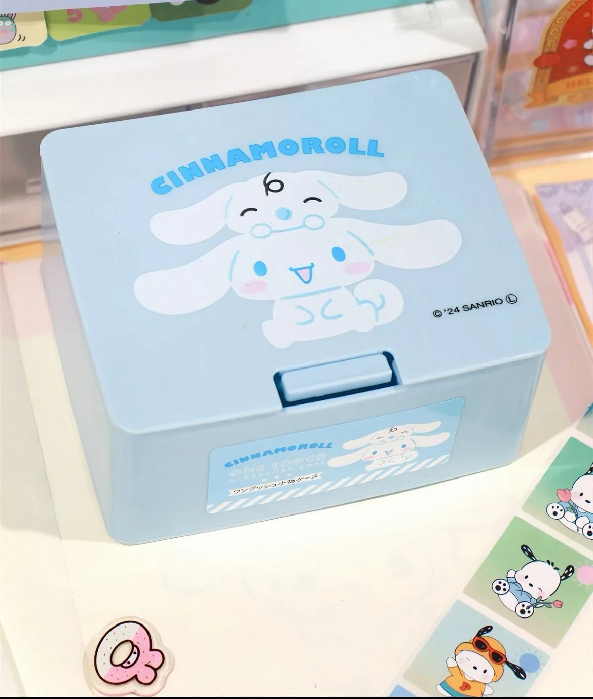 Kawaii Sanrio Hello Kitty My Melody Opbergdoos Cartoon Flip-Top Organizer voor Wattenstaafjes Wattenschijfjes Briefpapier Vanity Make-up