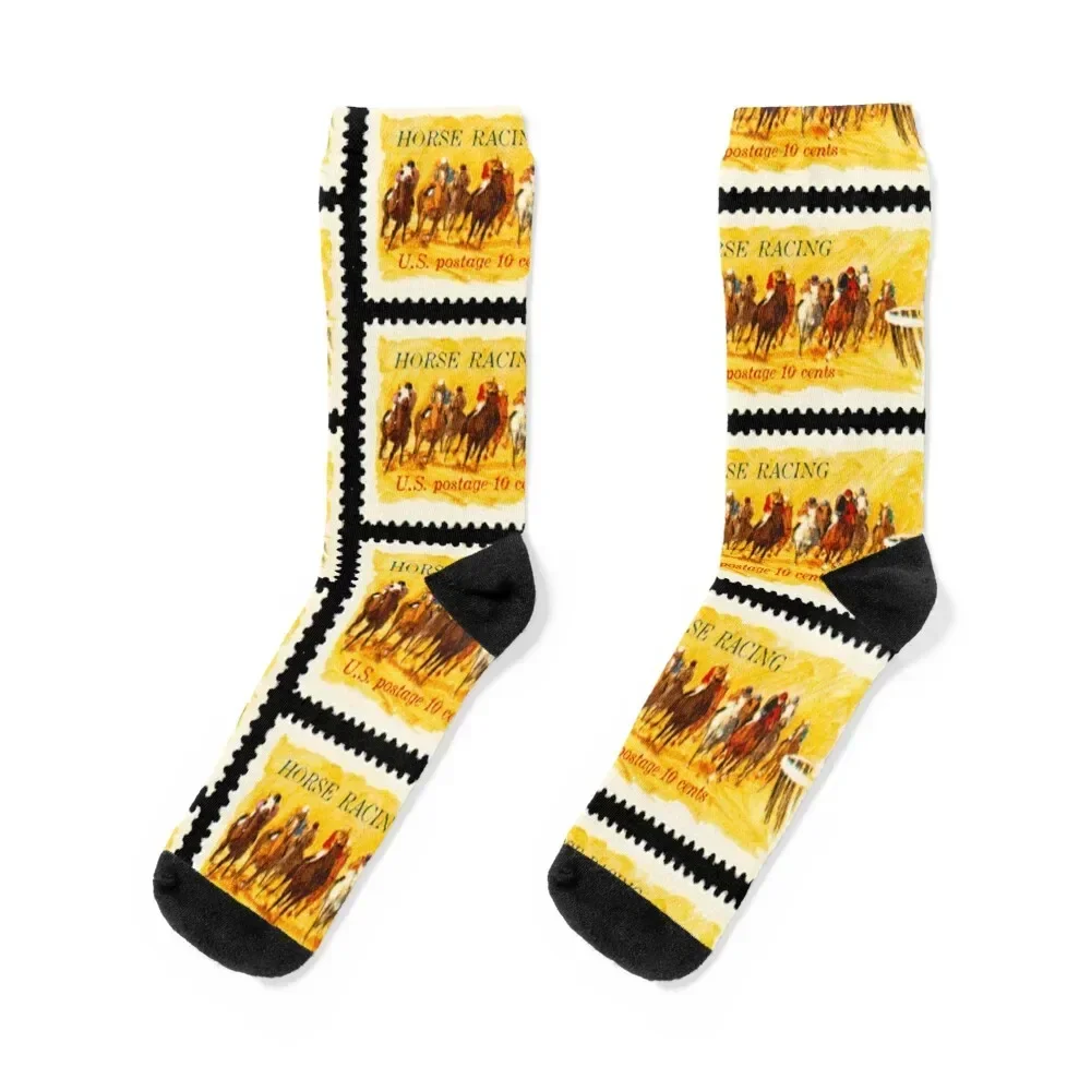 

Horse Racing U.S. Postage Stamp Socks funny gift floral winter thermal Socks For Women Men's