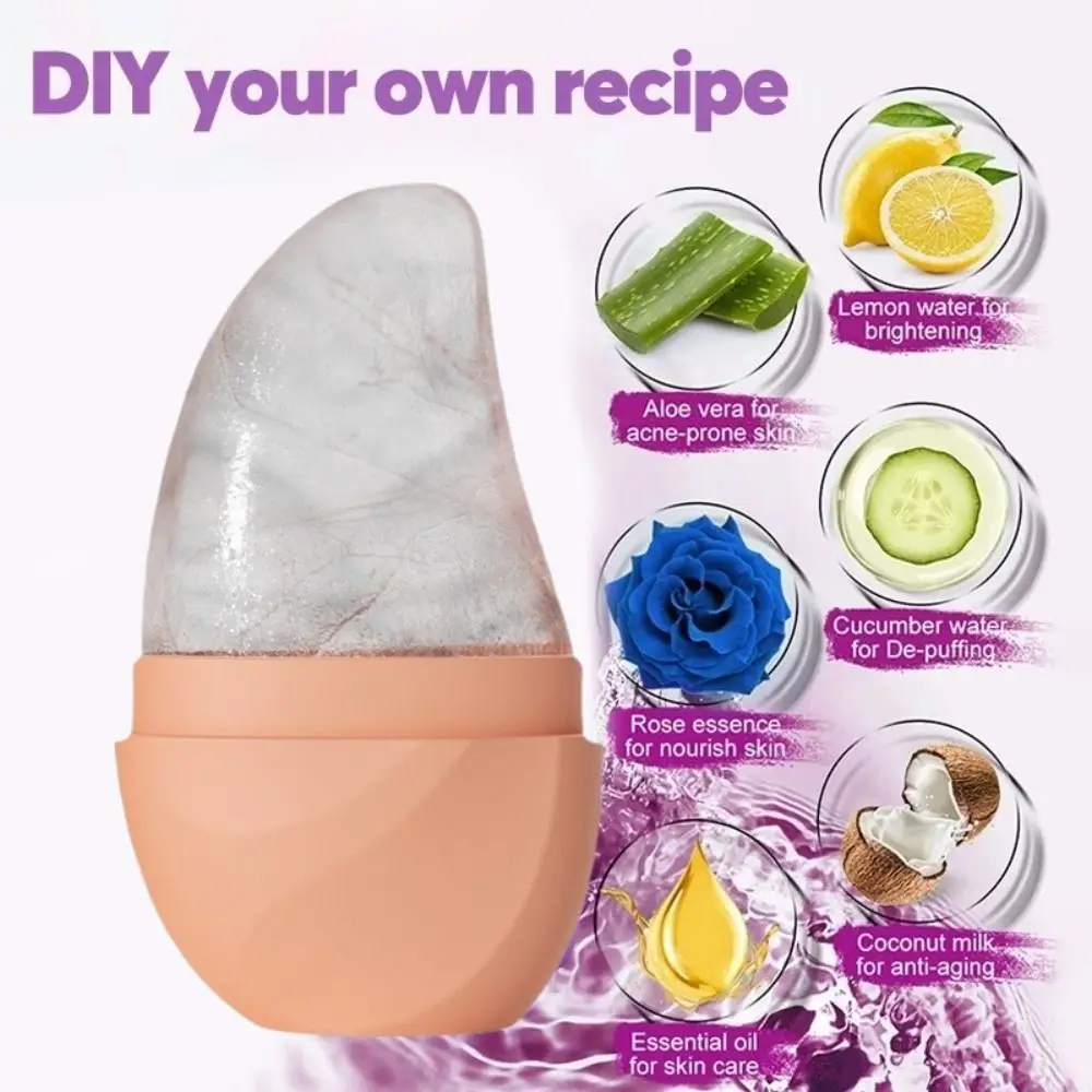 Rolo facial de gelo de silicone, reutilizável, ferramentas de cuidados com a pele, rolo de gelo para lifting facial, à prova de vazamento, massageador facial