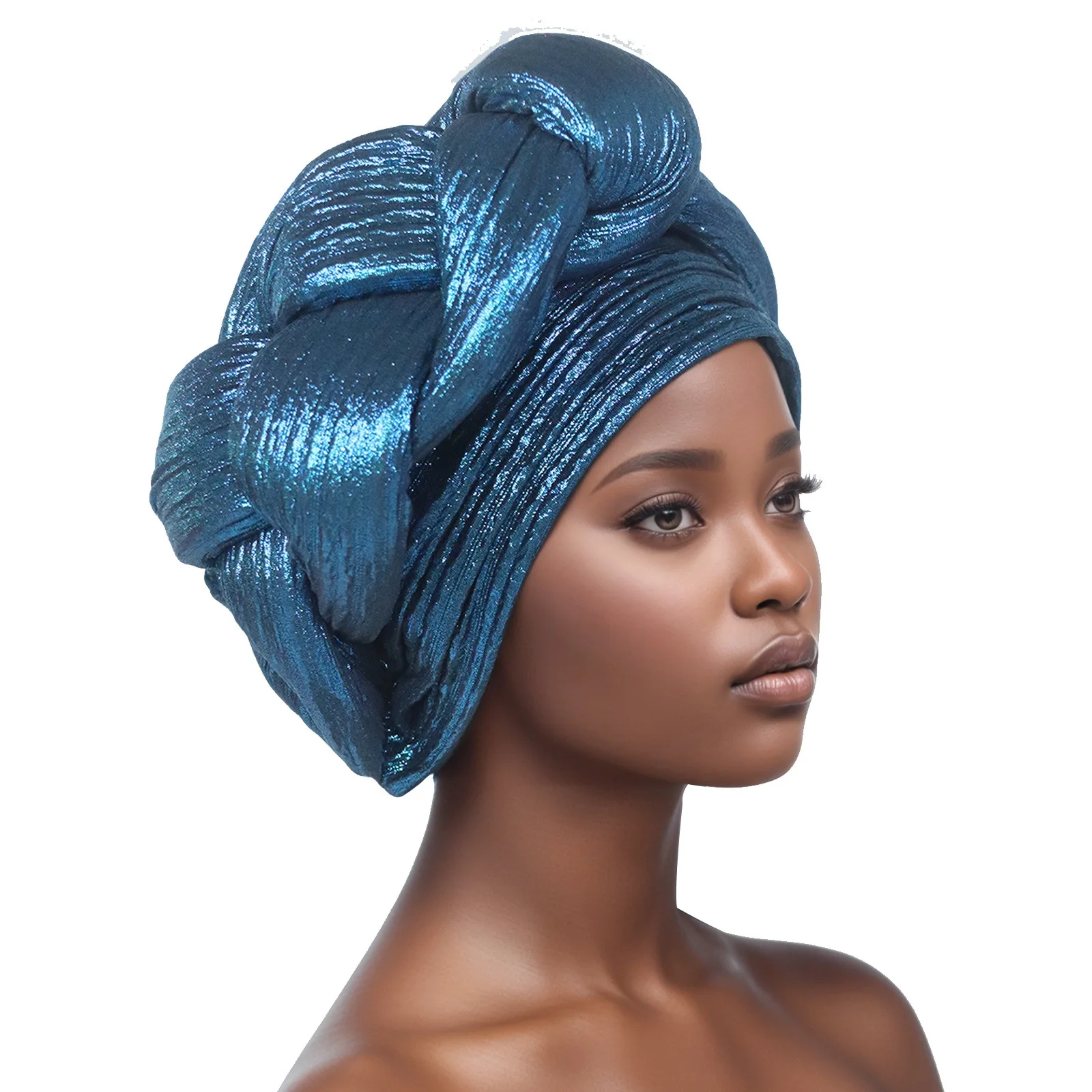 Shinny Turban Cap Women Braid Headwrap Bonnet Afrcian Lady Head Wraps Muslim Turban Hat Nigeria Party Autogele Headwear Headgear