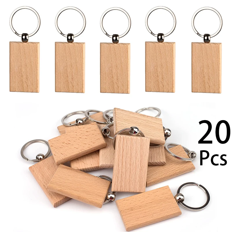 

20Pcs Unfinished Wooden Keychain Blanks Pendants for DIY Crafts