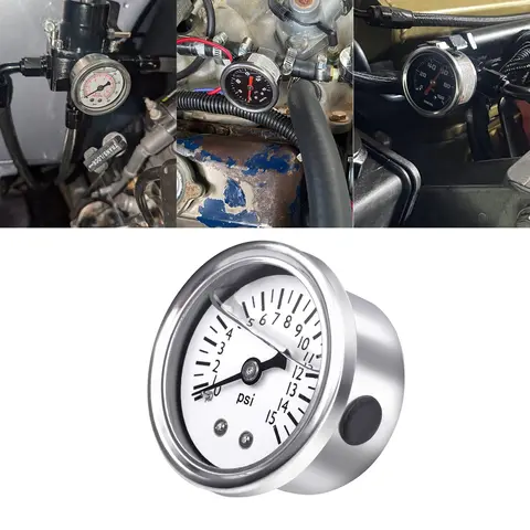 0-15 PSI 소형 오일 압력 게이지 연료 게이지 1/8 NPT 오일 연료 압력 게이지 액체 충전 광택 케이스