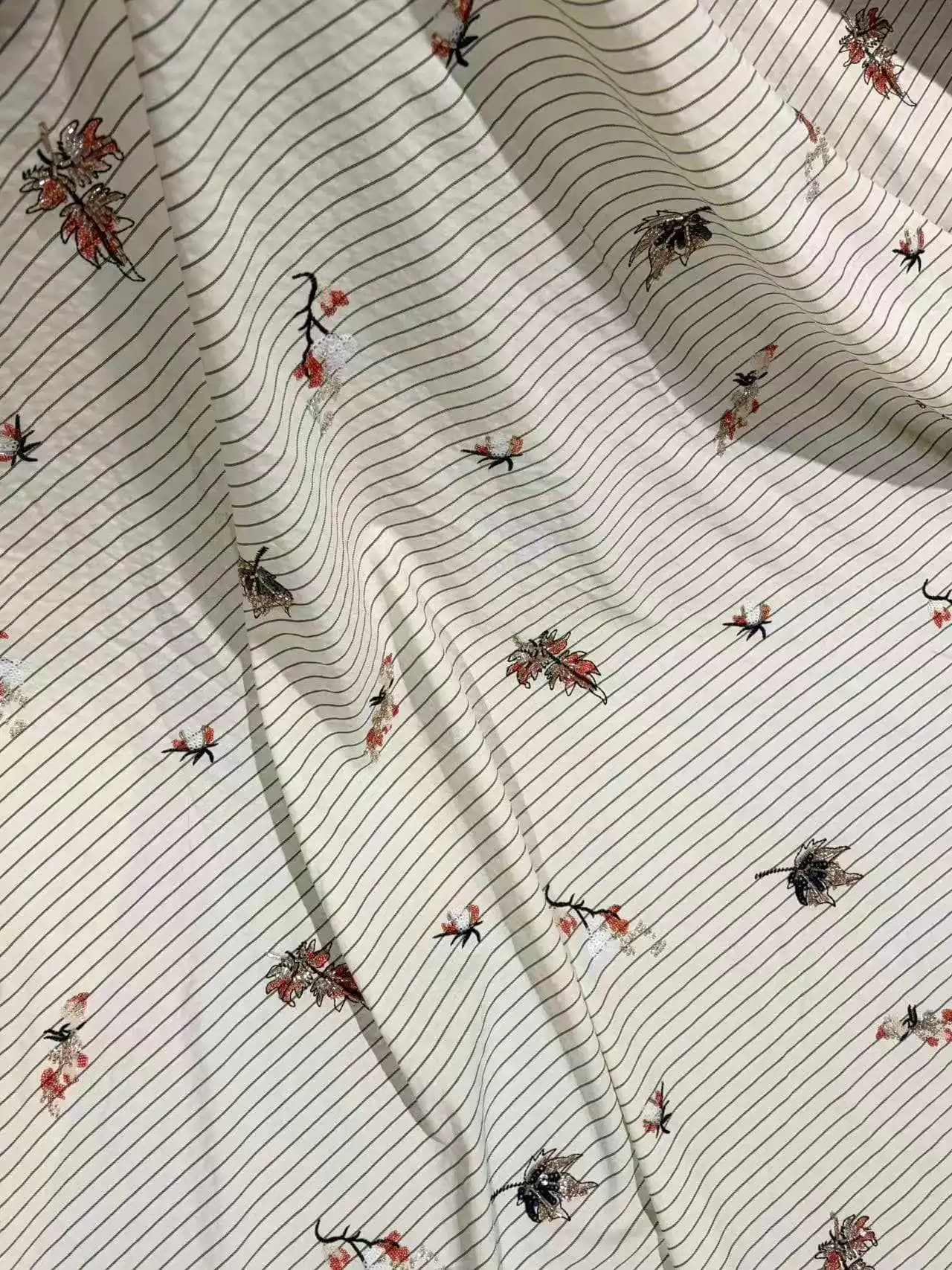 

New high-quality striped sequin embroidered fabric, for dresses, women's wear, children's clothing, and DIY sewing projects
