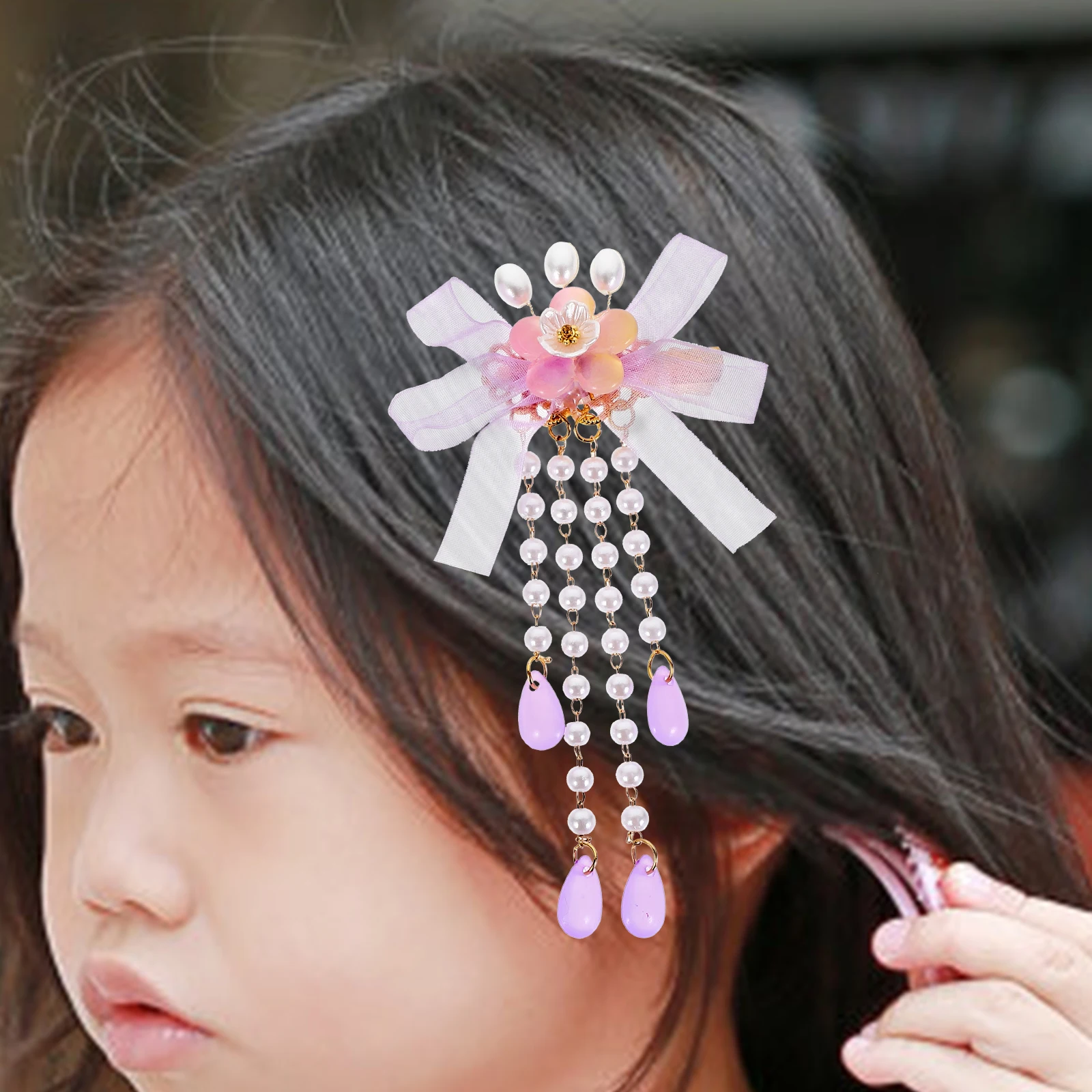 

2pcs Hair Clip Women Accessories Chinese Style Dangle Tassel Retro Hairpin Girls Hairpin Long Beaded Barrette