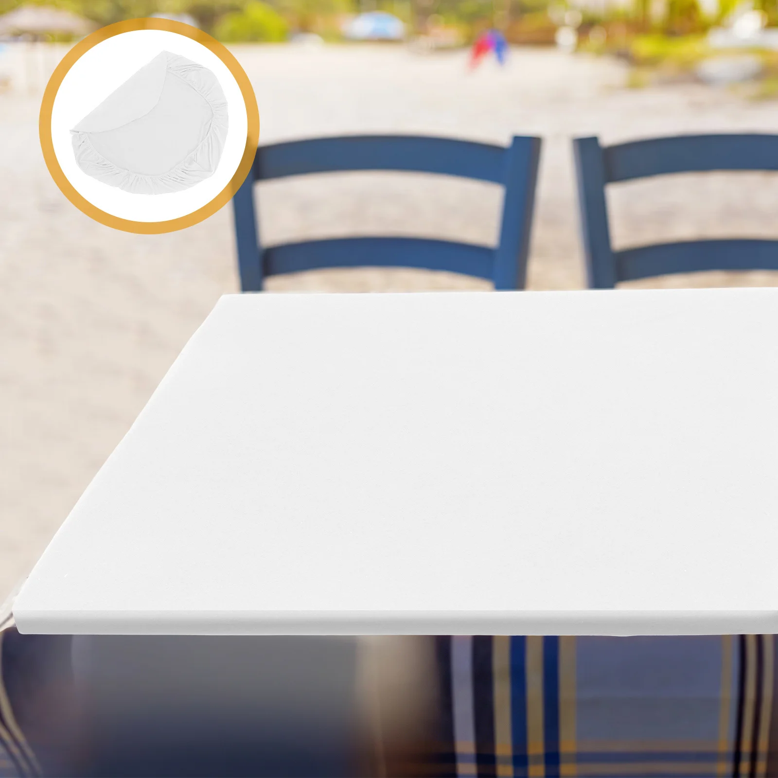 

Elastic Square Tablecloth Outdoor Garden Dining Stretchable Polyester Cover Farmhouse Style Fitted Protector For Coffee Picnic