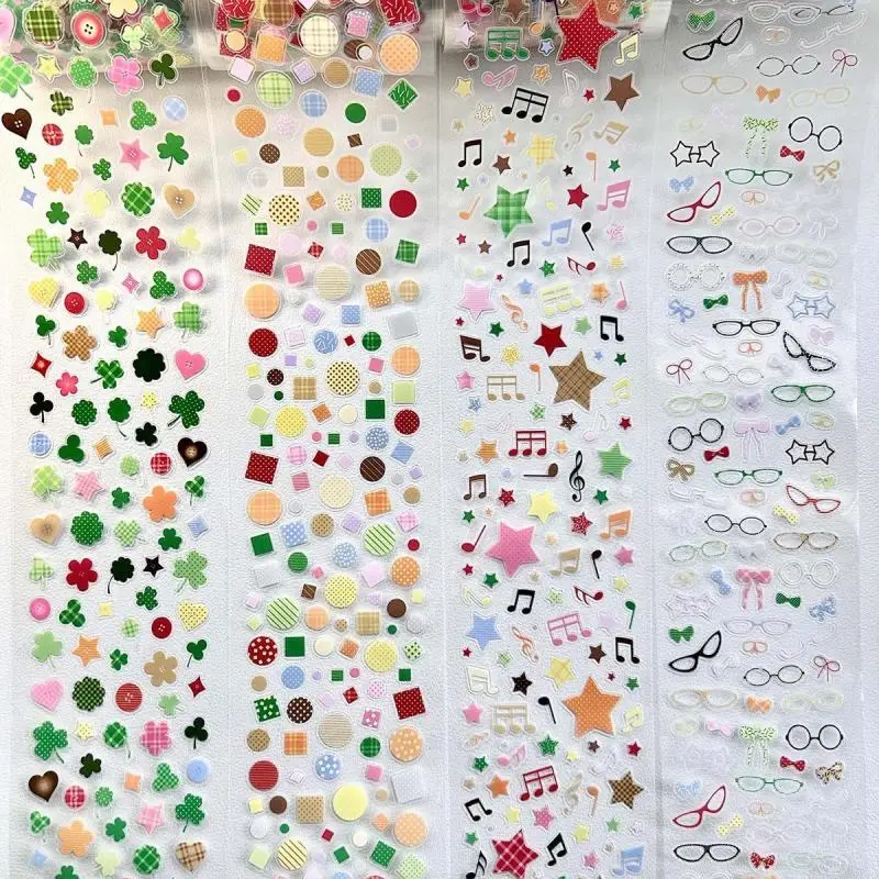 Nastri adesivi per doodle in PET Adesivi per trifogli Occhiali Carte per idoli Decor Scrapbook Journal Forniture per decorazioni fai da te