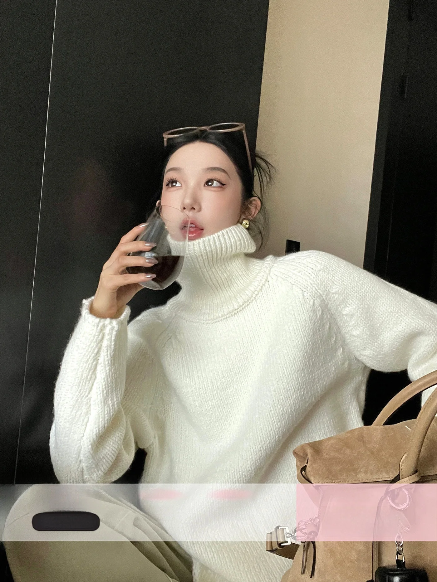 

Ouyang Hong Island Evening Retro Lazy Sle Knitted Sweater High Ne Wool Thiened Warm Luxury Women's Faion Winter Clothes