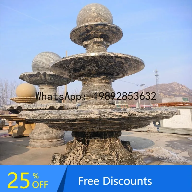 

CZ Sunset Red Feng Shui Ball Yellow Rust Stone Carving Fountain Courtyard Villa Water Landscape Ornament