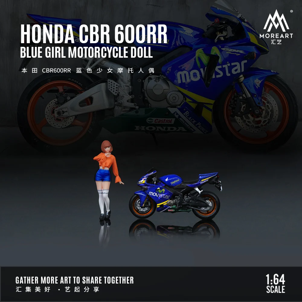 **PRE-VENTA**MoreArt 1:64 CBR600RR Hermoso juego de muñecas de motocicleta Blue Girl