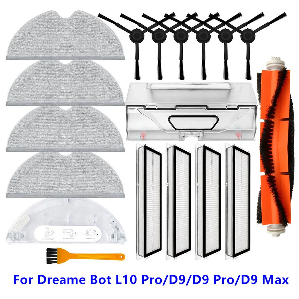 Main Side Brushes Hepa Filter Dust Box Water Tank Mop Cloth For Dreame Bot L10 Pro/D9/D9 Pro/D9 Max Vacuum Cleaner Parts