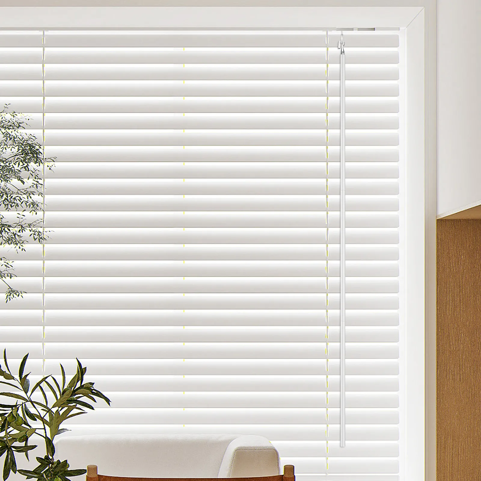 1Set Blind Stick for Curtains and Blinds Plastic Drapery Pull Rod with Hooks Easy Assembly Heavy Duty Curtain Opener Rod Home