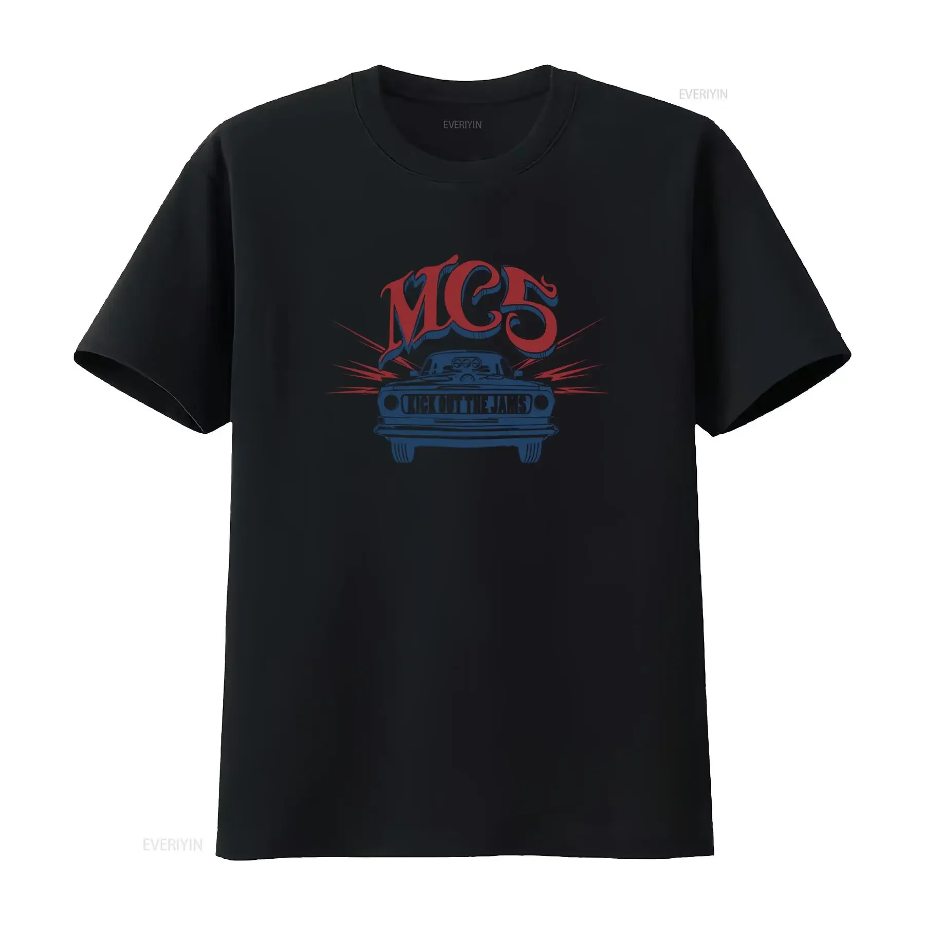 Cotton T Shirt MC5 Kick Out The Jams Retro Car Design Rock Band  vintage Washed Soft homme Comfortable Slightly Breathable