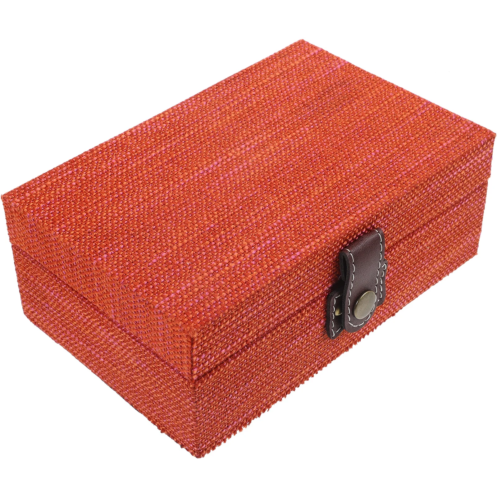 

Linen Pattern Storage Box Jewelry Earring Organizer Desktop Accessory Display Rack Holder Travel Case Wooden Small