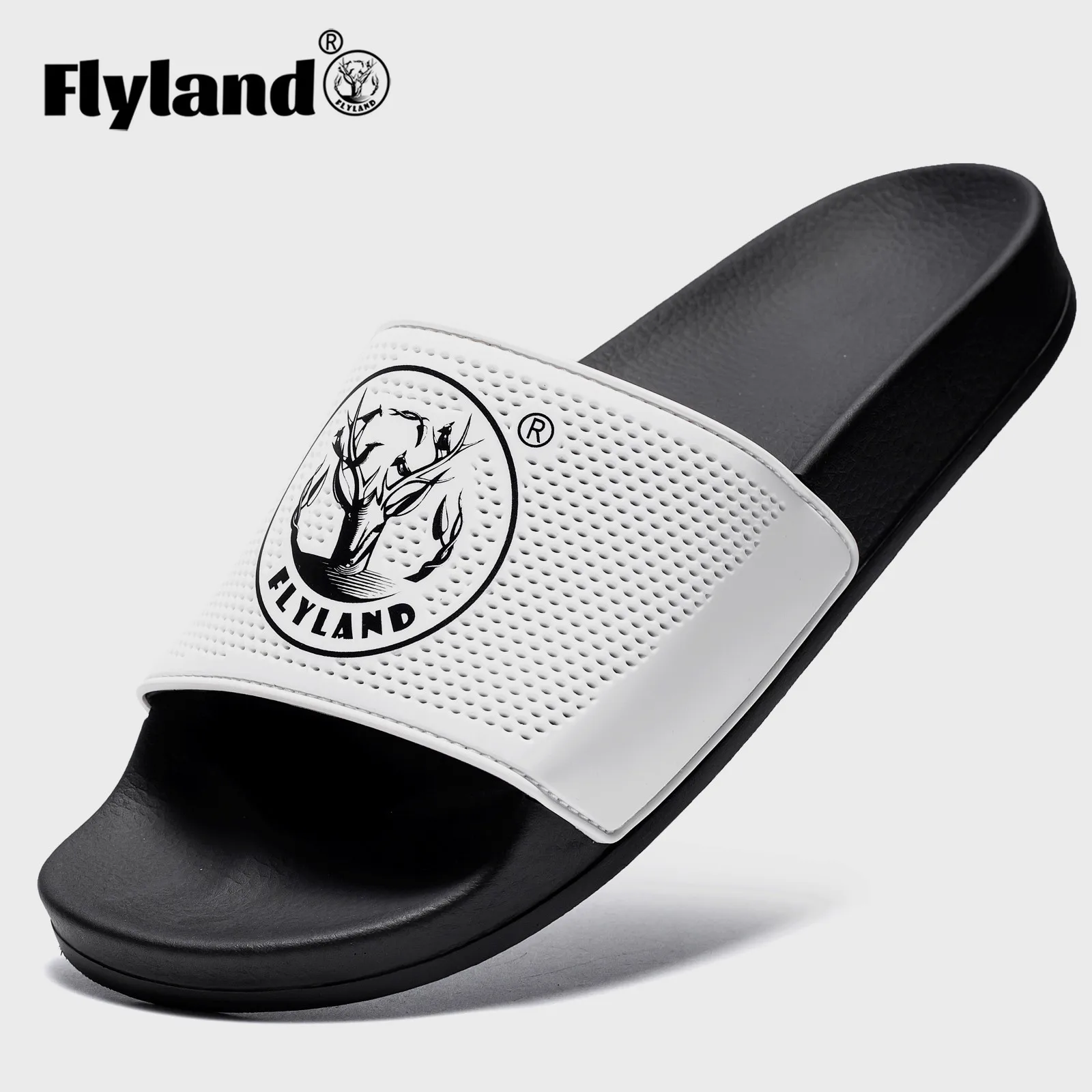 Flyland  Indoor Outdoor House Slippers Men Shoes Anti-Slip Quick-Drying Male Bathroom Slides Sandals