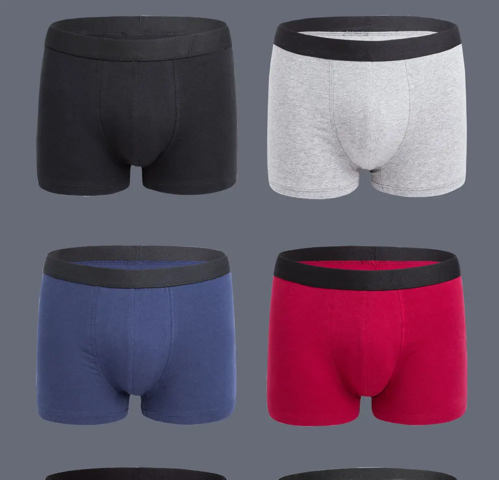 Cotton Men Panties Boxer Briefs Shorts Man Underpants Boxers Underwear U Convex Pouch Sexy Homewear Breathable Plus Size 4pcs