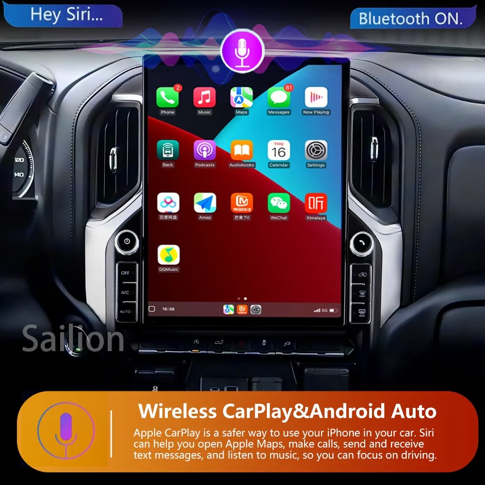 

For GMC Sierra Chevrolet Silverado 2019-2023 Android15 Carplay Car Radio Multimedia TouchScreen with 4K Galaxy Screen TDA7851 4G