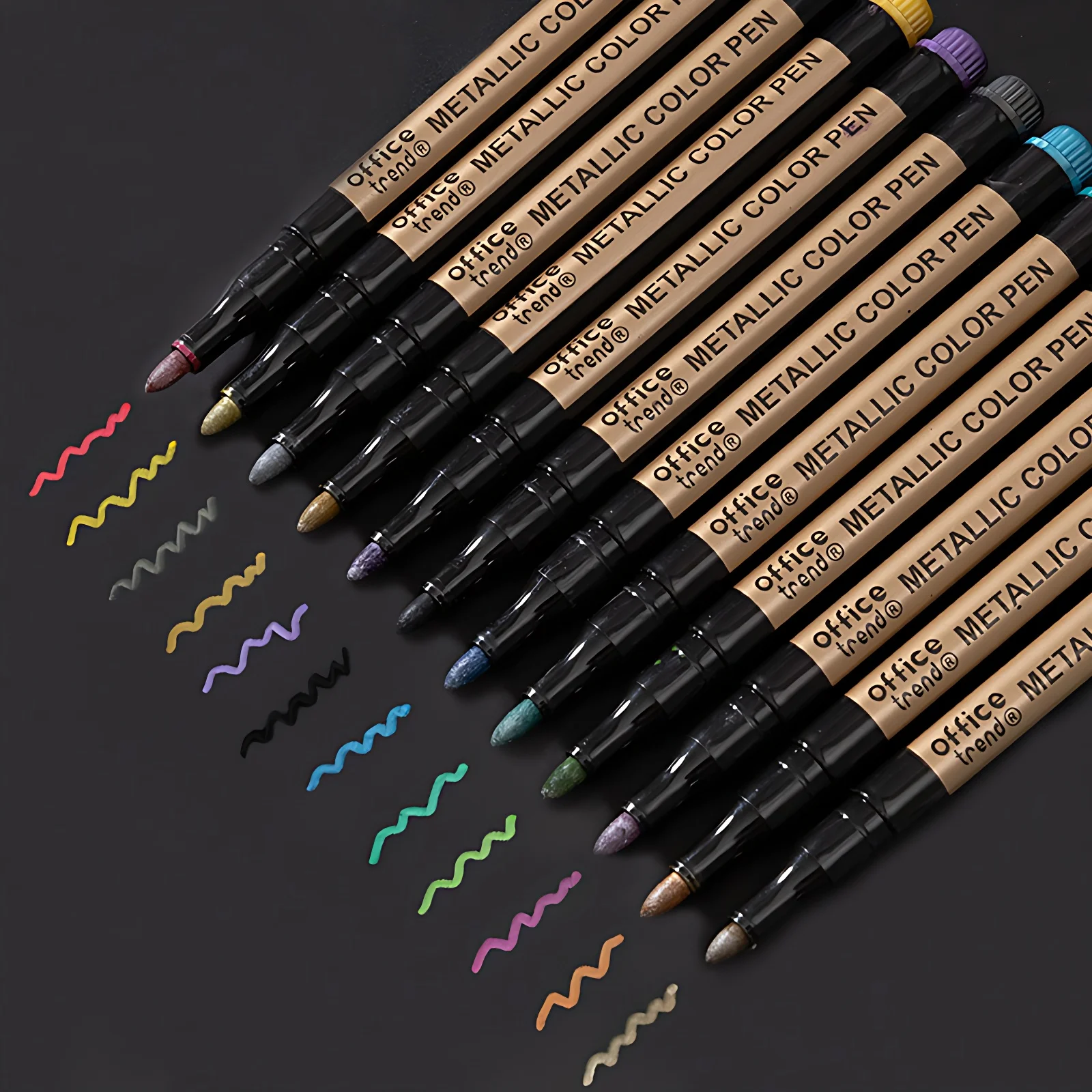 10Pcs Metal Marking Pens, Medium Point Metallic Marker Pens for Rock Painting, Black Paper, Card Making, Scrapbook & DIY Crafts image 6