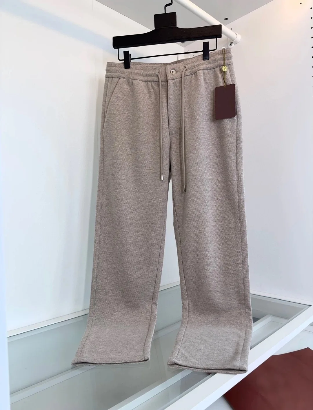 

Ele Wool Blend Casual Pants with Dstring Elastic Waist Straight Leg Long Trousers for Men Autumn Winter Faion
