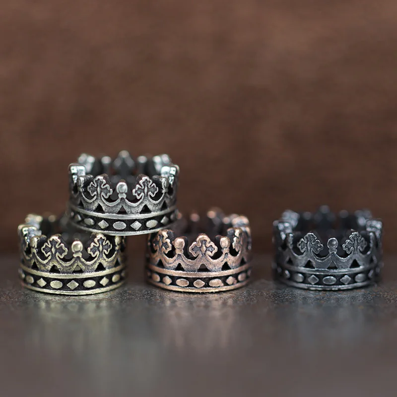 Big Hole Royal Crown Brass Knife Beads EDC DIY Paracord Handmade Woven Bracelets Lanyard Pendants Accessories Outdoor Tool Charm