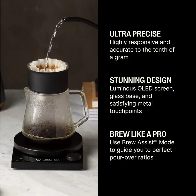 Tally Pro Studio Digital Coffee Scale - Precision Scale with Glass Top - Digital Kitchen Scale for Coffee & Small Goods u
