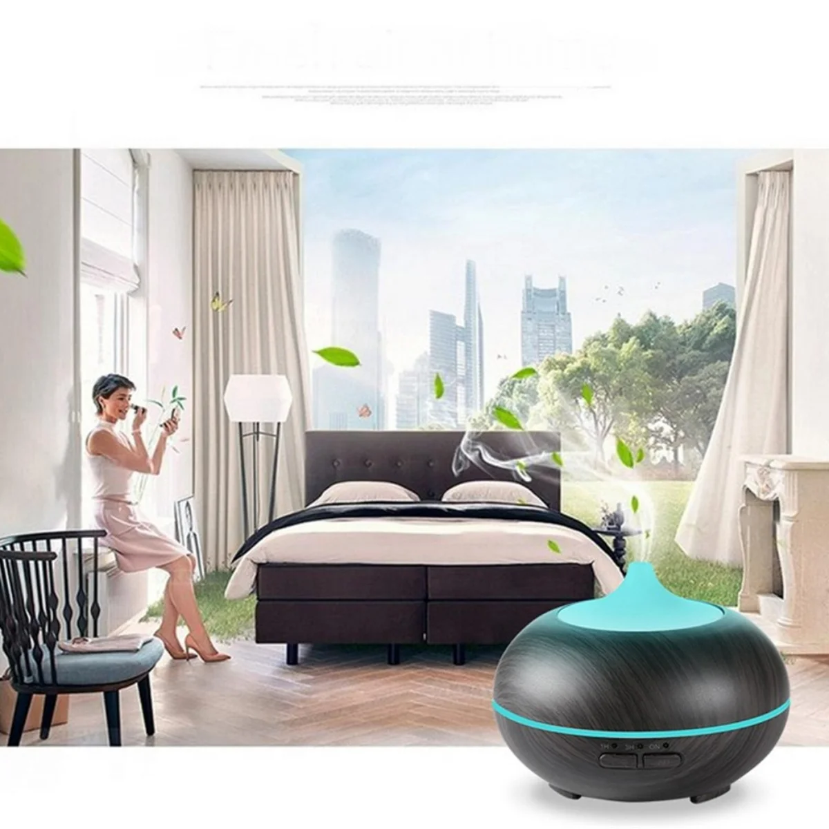 Ultraschall-Aromatherapie-Diffusor, Nebel-Luftbefeuchter, Luftbefeuchter mit 7 Farblichtern, 3 Timer-Einstellungen, Büro, Zuhause, Schlafzimmer, Wohnzimmer,