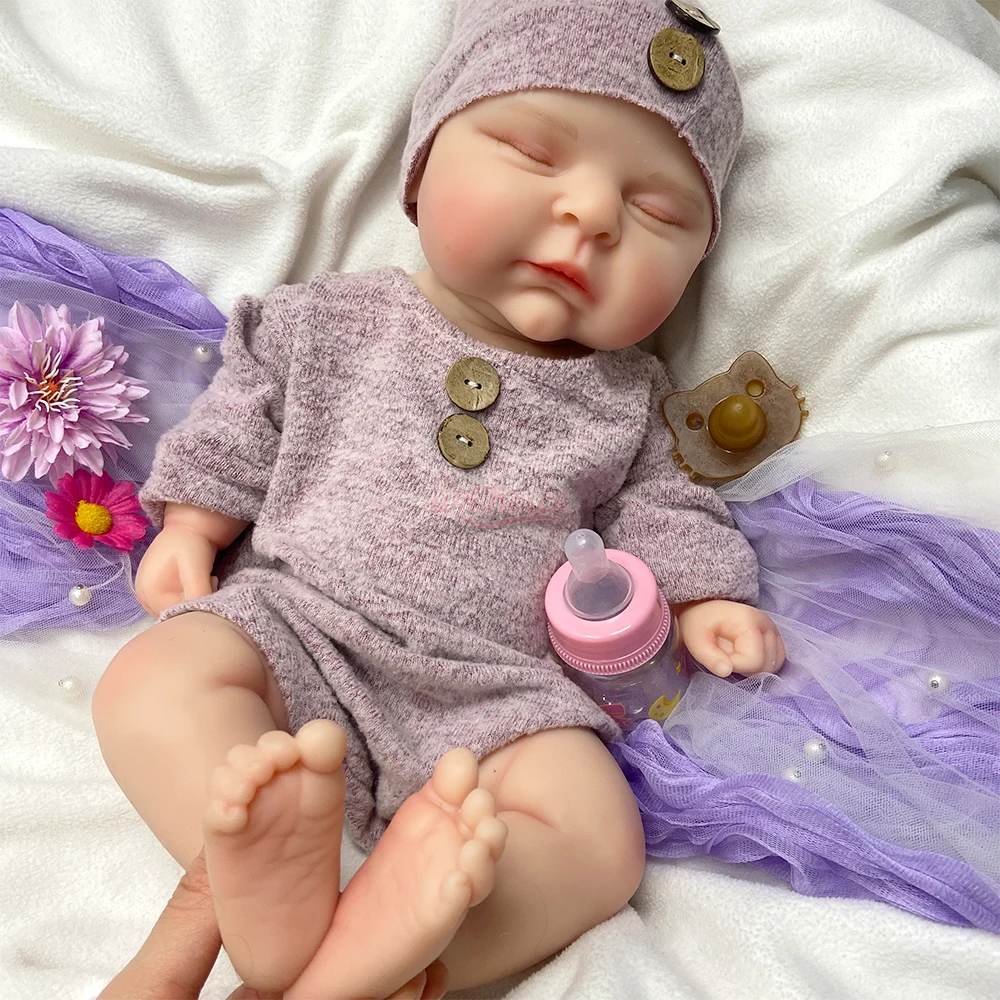 18Inch Chubby Full Soft Silicone Reborn Girl Open Mouth Doll Washable Realistic Skin Veins Rebirth Doll for Emotional Support