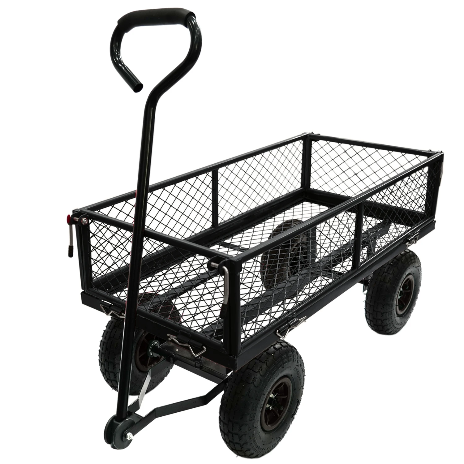 Heavy Duty Utility Wagon with Removable Sides, 3 cu. ft. Capacity, 300 lbs. Weight Limit, Steel Mesh Construction, Black