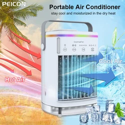 Ventilador portátil de aire acondicionado, Humidificador eléctrico 3 en 1, 4 velocidades, miniaire acondicionado para oficina y hogar