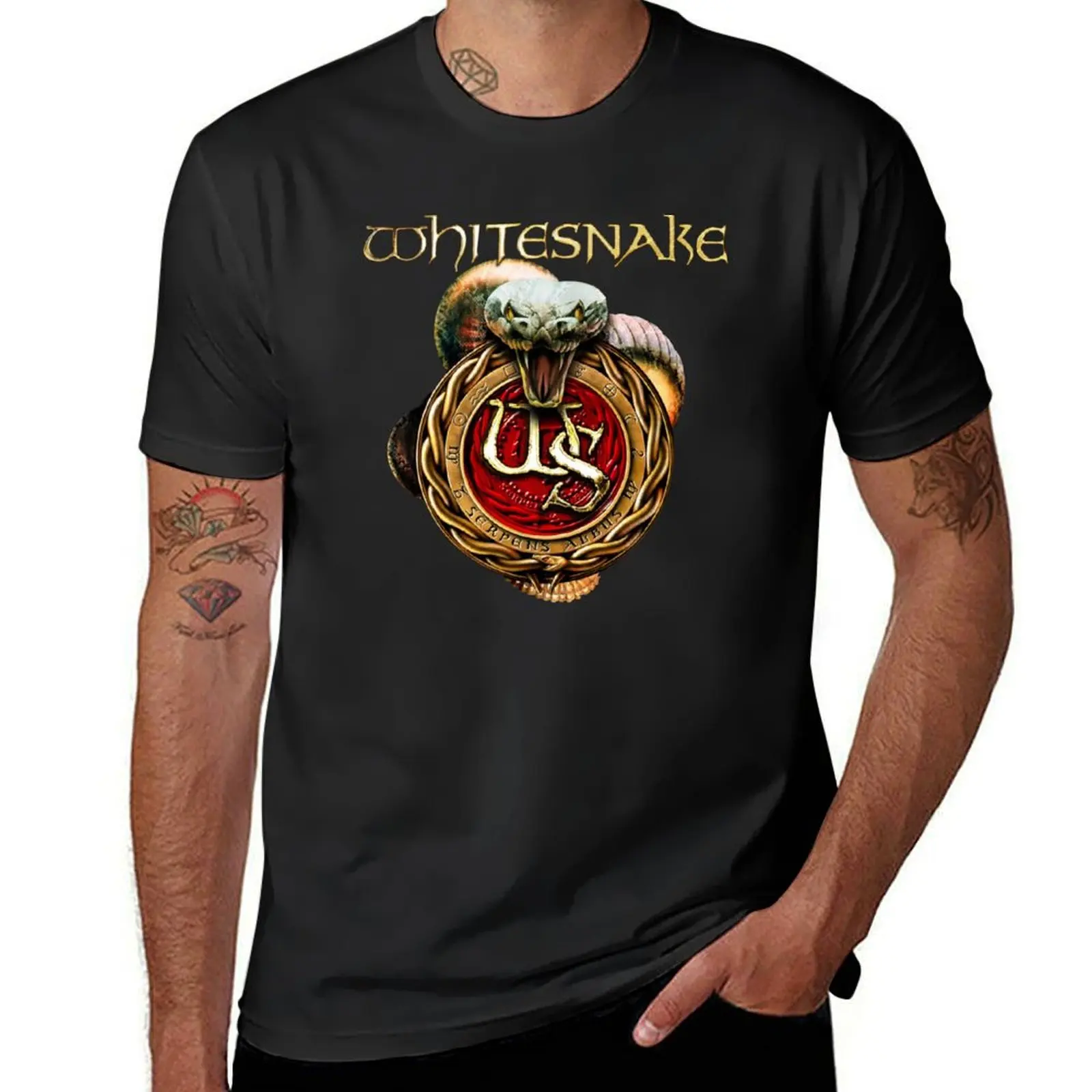 

Whitesnake - Snake in medallion logo T-shirt kawaii clothes customs design your own heavyweights mens big and tall t shirts