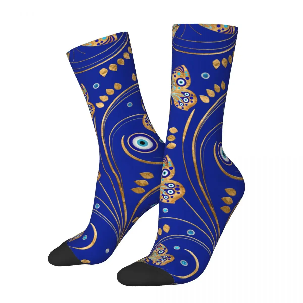 

Colorful Golden Butterfly Evil Eye Soccer Socks Polyester Long Socks for Unisex Breathable