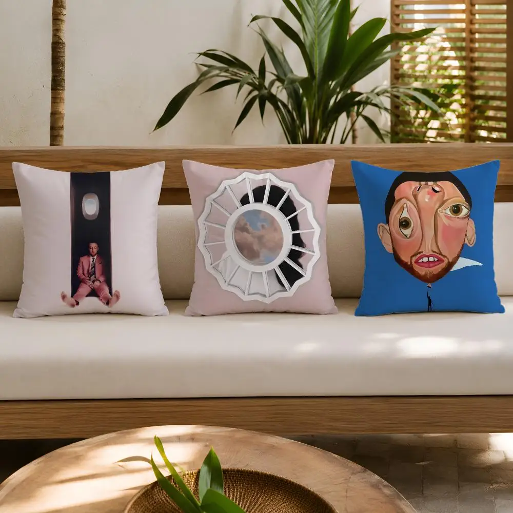 Popular Singer M-Mac Miller Cushion Cover Wrinkle-Resistant Short Plush Cushion Covers Breathable Machine-Washable