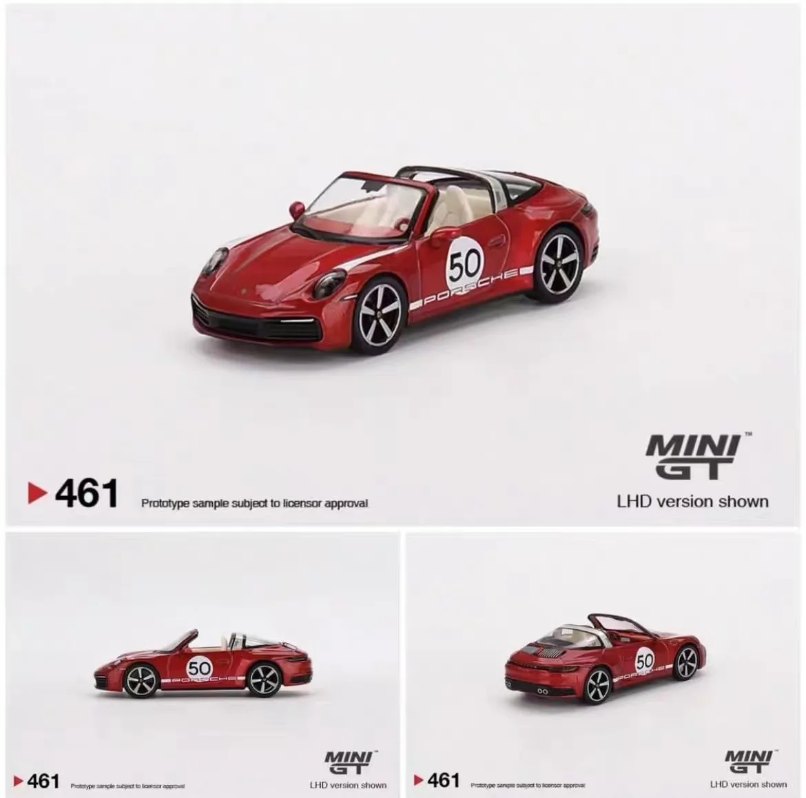 TSM MINI GT 1:64 #461  911 Targe 4S Heritage Design Edition Cherry Red Die-cast alloy car model collection display  gifts