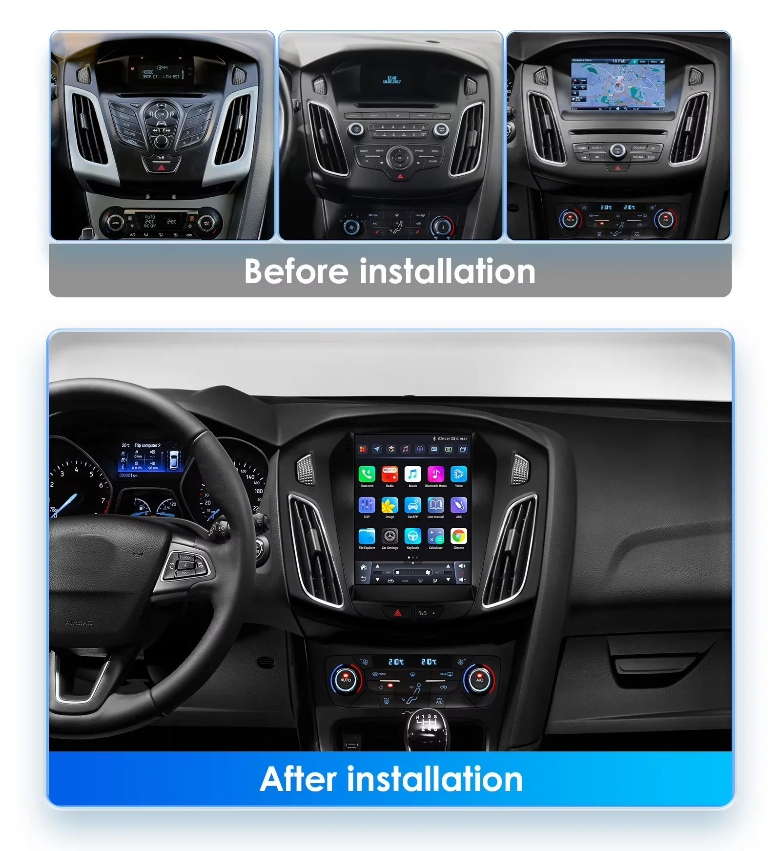 Android 15 Car Radio For Ford Focus MK3 2011 - 2019 Multimedia Video Player Navigation GPS Stereo auto carplay 2din New BT dvd