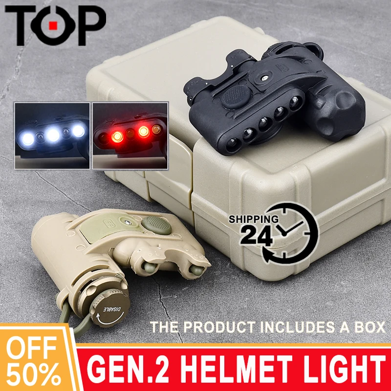 WADSN Gen.2 Tactical Helmet Light 3 Modes LED Flashlight IR IFF Outdoor Night Lamp Hunting Red Lights 20MM Rail White Cap Lamps