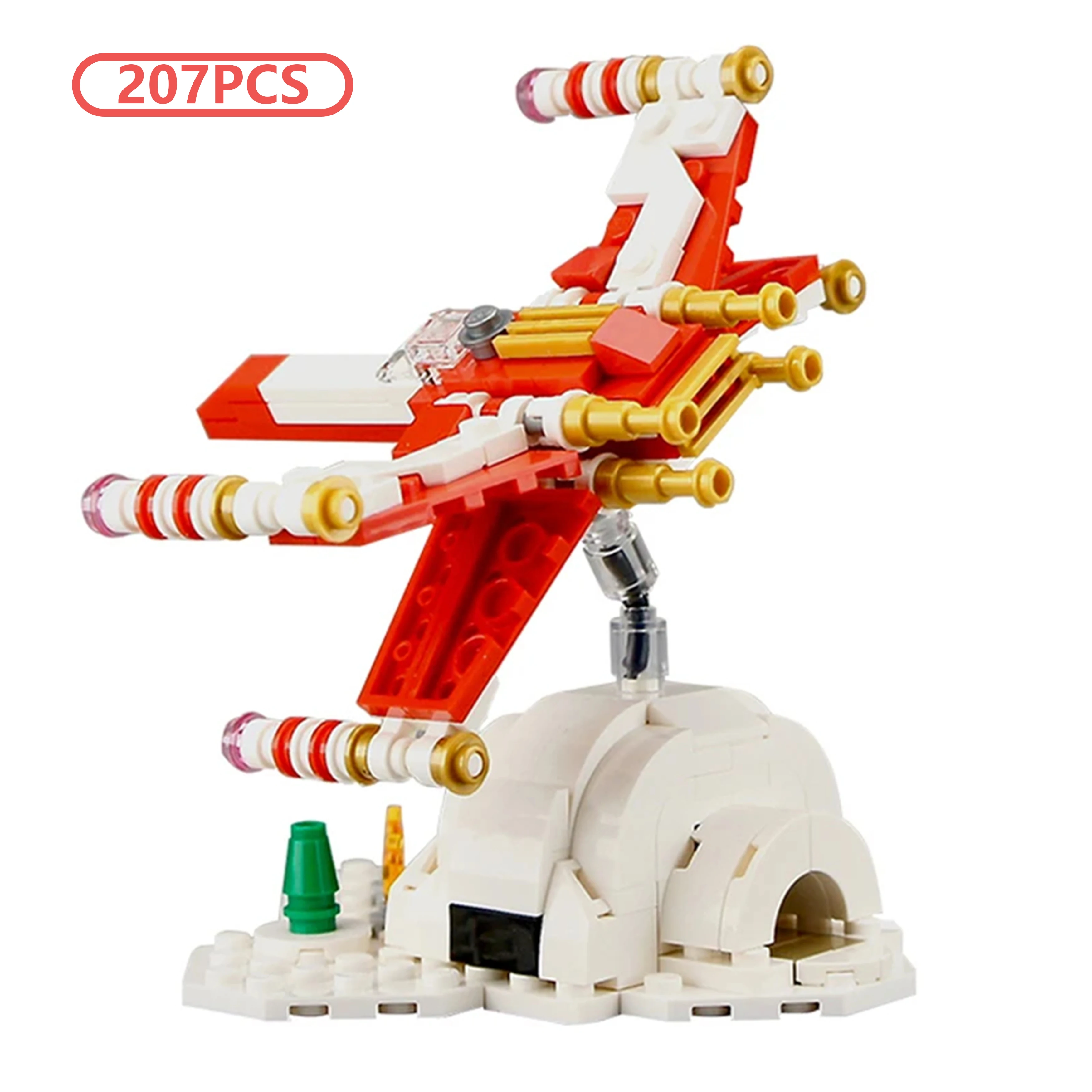 DIY MOC Micro X-Wing Christmas Edition Building Blocks, Winter Holiday Fighter Scene Model Kit for Display & Gift Xmas Gifts