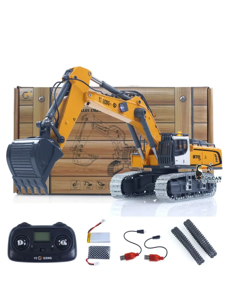 EU-Lagerbestand 970 RC Bagger 1:50 Ferngesteuerter Elektrischer Hebebagger mit Metallschaufel, Ketten, Licht, Sound, RTR, Akku