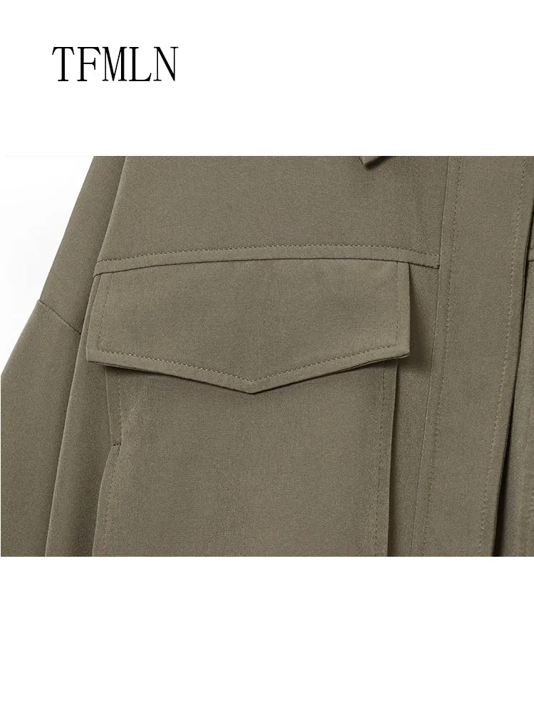 TFMLN 2026 Neue Lose Zipper Bomber Jacken Für Frauen Mode Langarm Chic Kausalen Streetwear Tops Einfache Taschen Dame Outwear