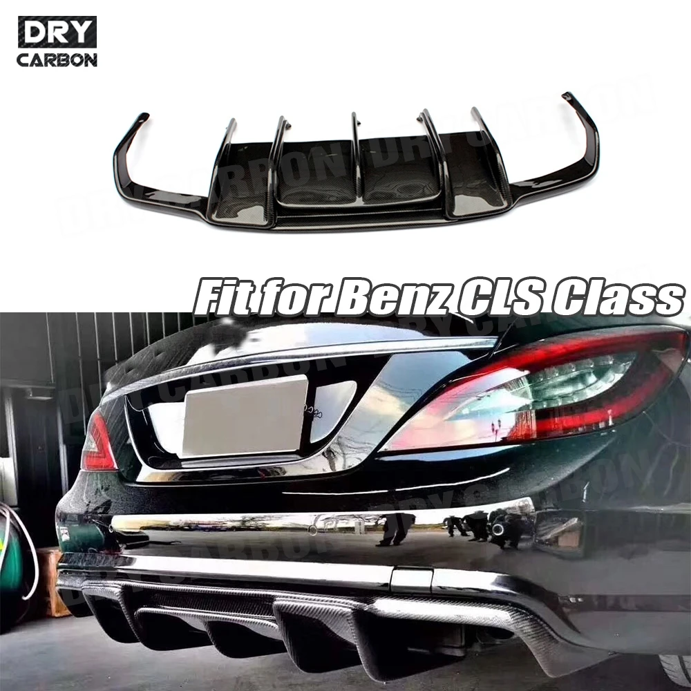 

Carbon Fiber Material Rear Bumper Lip Spoiler For Mercedes Benz CLS Class W218 CLS63 AMG 2011-2014 Fins S Style FRP Diffuser