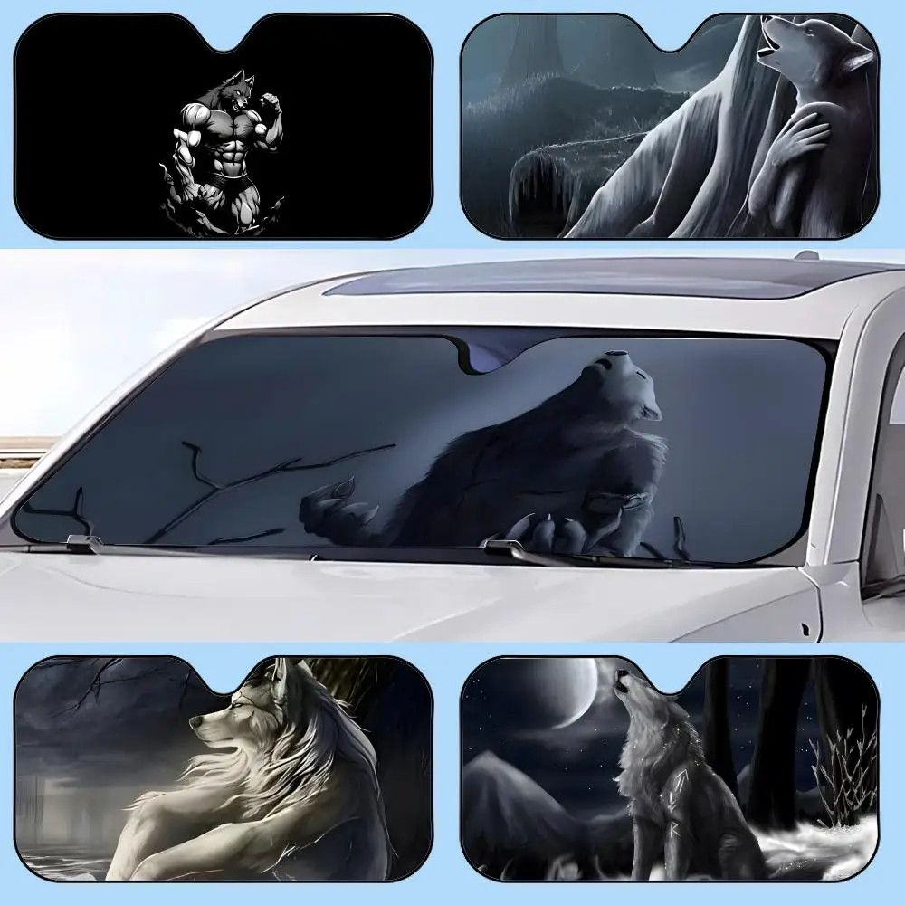 

Emo White Wolf Meme Sun Visor Retractable Car Sun Visor Anti-Glare UV Protection Front Window Sunshade