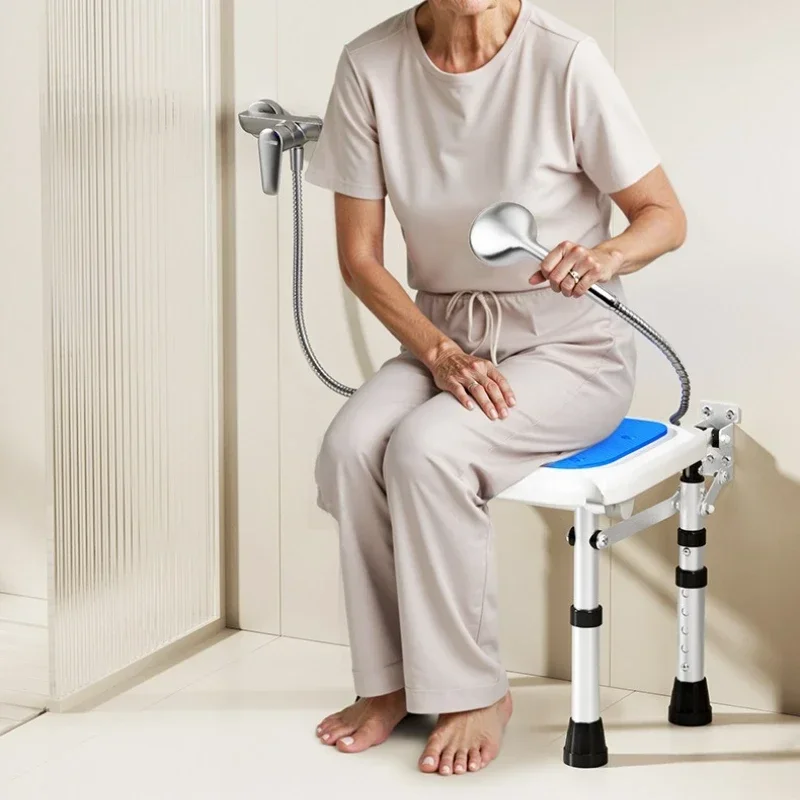 Multi-functional Solid Bathroom folding stool wall-mounted bath stool non-slip toilet shower stool flushing bench