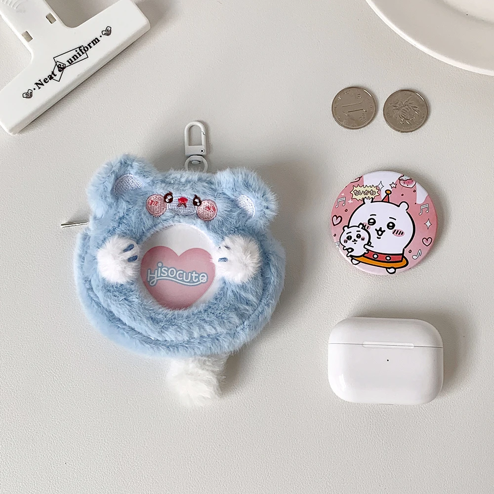 Kawaii Animal Badge Holder Plush Mini Badge Storge Bag Cute Animal Bluetooth Headset Airpods Buds Bag Mini Lipstick Packet