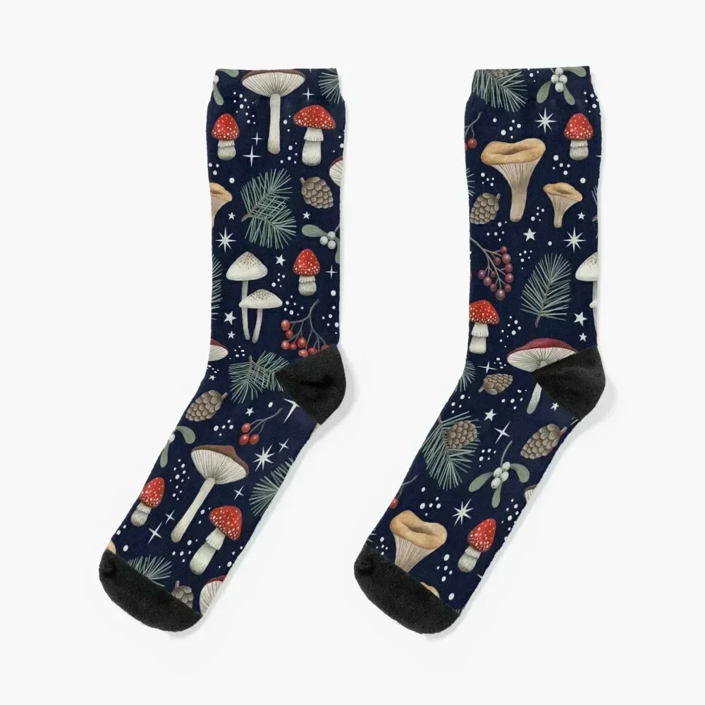 

Winter forest (Deep Blue) Socks floor hip hop basketball crazy Socks Ladies Men's colored new year snow Mens Socks Women's