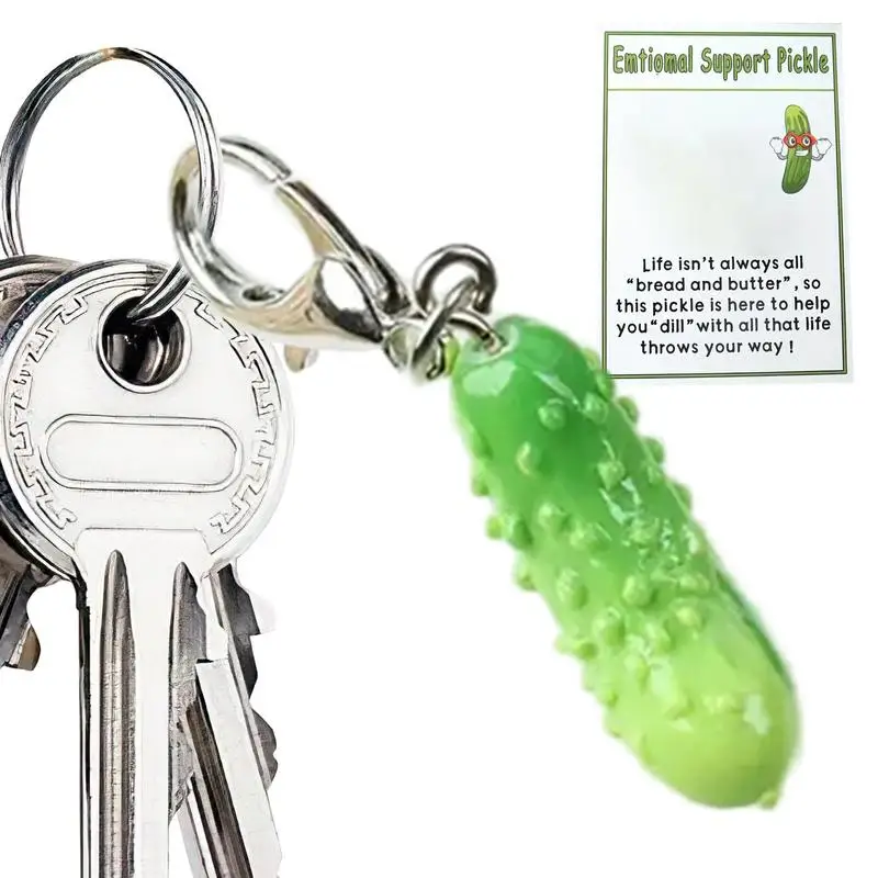 Pickle Bag Charm Backpack Ornament Cucumber Positive Purse Charm Emotional Support Keychain Pendant For Bag Car Key