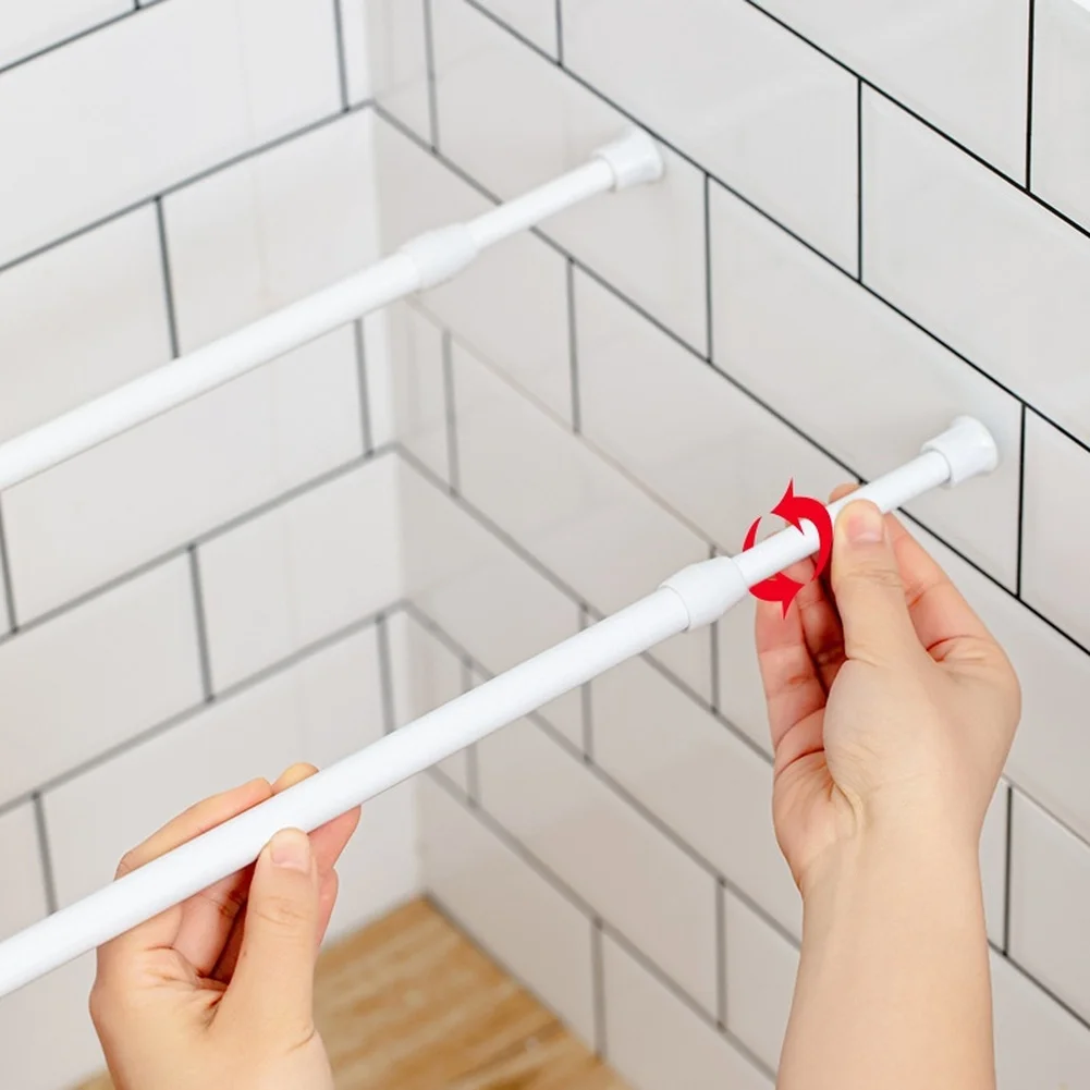 Adjustable Tension Rod No Drill Installation Transparent Telescopic Pole For Curtain Clothes Hanging Bathroom Kitchen Organizati view 4